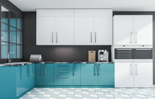 Blue colored Modular Kitchen Solutions